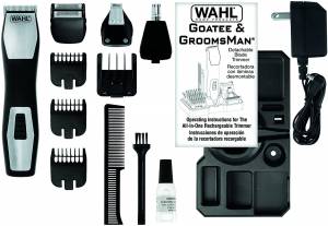 WAHL GroomsMan Pro Deluxe Rechargeable Grooming Kit All-in-One Trimmer, 9855-1227 (Black/Silver) - Image 3