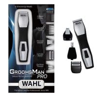 WAHL GroomsMan Pro Deluxe Rechargeable Grooming Kit All-in-One Trimmer, 9855-1227 (Black/Silver)