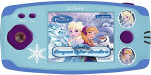 LEXIBOOK Disney Frozen Compact Cyber Arcade Console, 150 games, 140 classic video games, 10 Disney Frozen games, blue, JL2365FZ