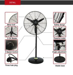Deton 26 inch Heavy Duty Commercial Standing Fan - Image 3