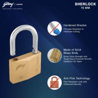 Godrej Sherlock 70mm - Blister Lock  (Gold, Silver) - Image 3