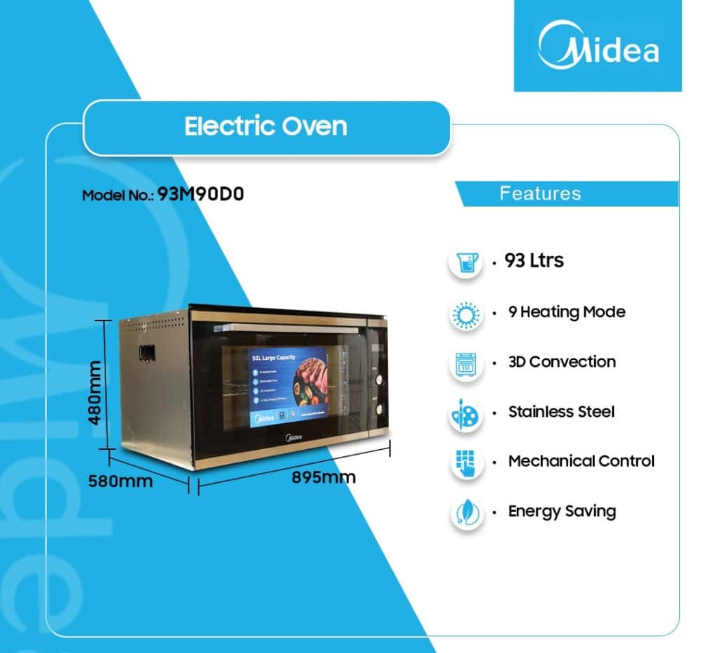 MIDEA 90cm Built-in Electric Oven - Stainless Steel (93M90D0)