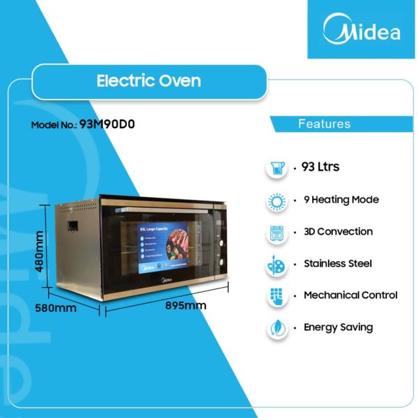 MIDEA 90cm Built-in Electric Oven - Stainless Steel (93M90D0)