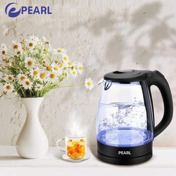 Pearl 2.2Litres Glass Electric Kettle Water Heater-White/Black LCF-G