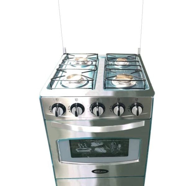 Delron 4 Burner Gas Cooker with Oven 50x50cm – Silver