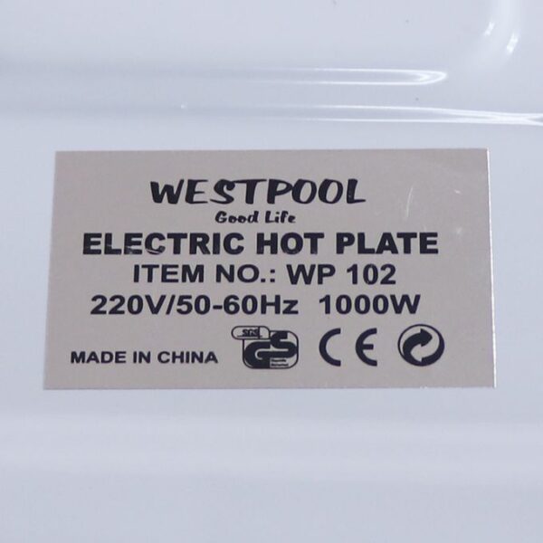 Westpool 1 Burner Electric Hot Plate Wp-102