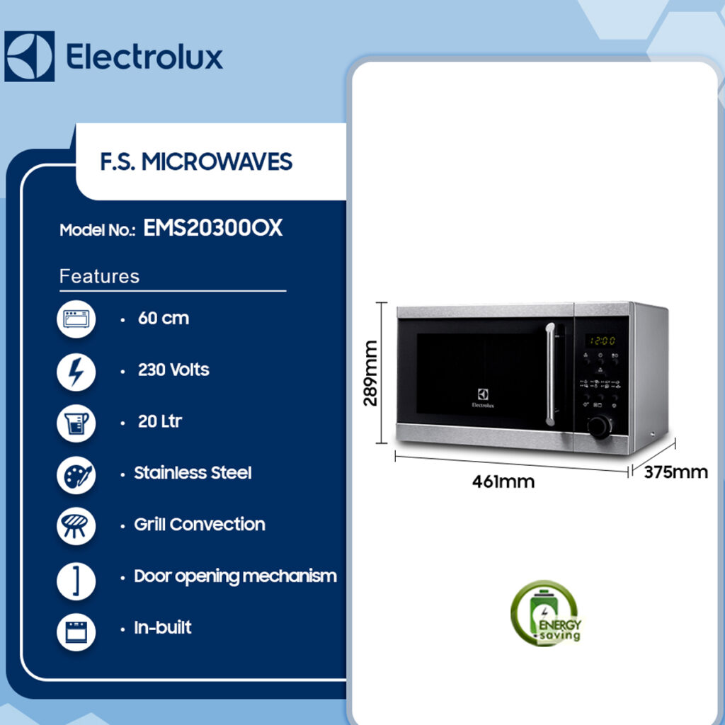 Electrolux 20L Microwave Oven with Grill EMS20300OX Goodluck Africa