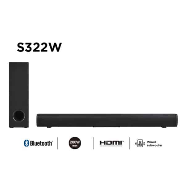 TCL 2.1 Channel Home Theater Soundbar with Wired Subwoofer S332W