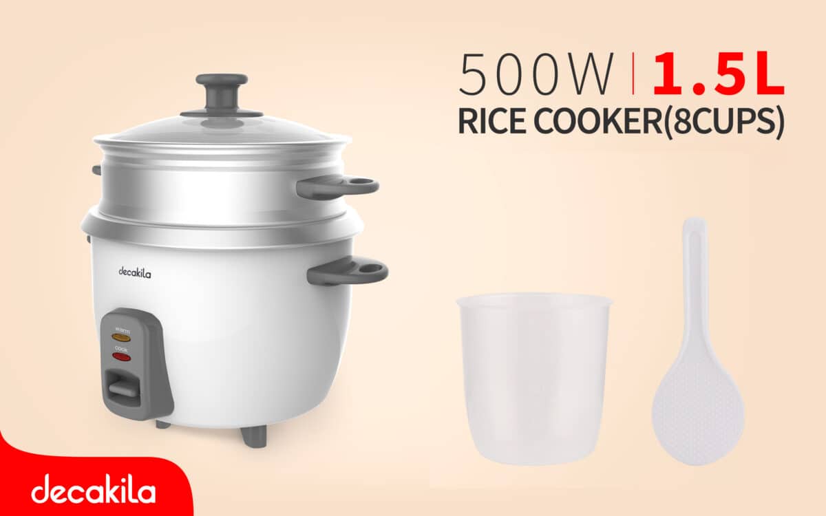 Decalika 1.5L Rice Cooker with Steamer KEER033W