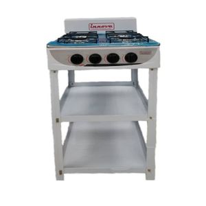 Innova 4 burner gas cooker with stand I-4GS - White