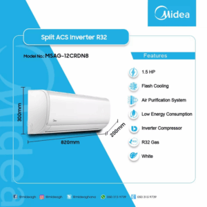Midea 1.5 HP Split R32 Inverter Ac 5 Stars-MSAG-12CRDN8