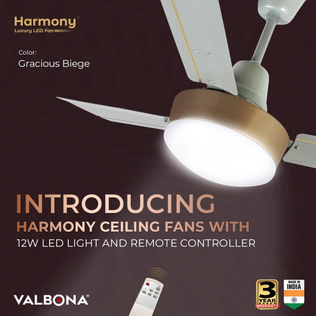 VALBONA Harmony Ceiling Fan Luxury Led, Remote Control-Beige