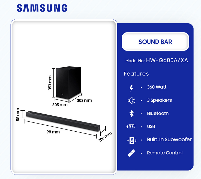 Hw Q600a Soundbar Samsung 360 Samsung Soundbar 360W Wireless Subwoofer